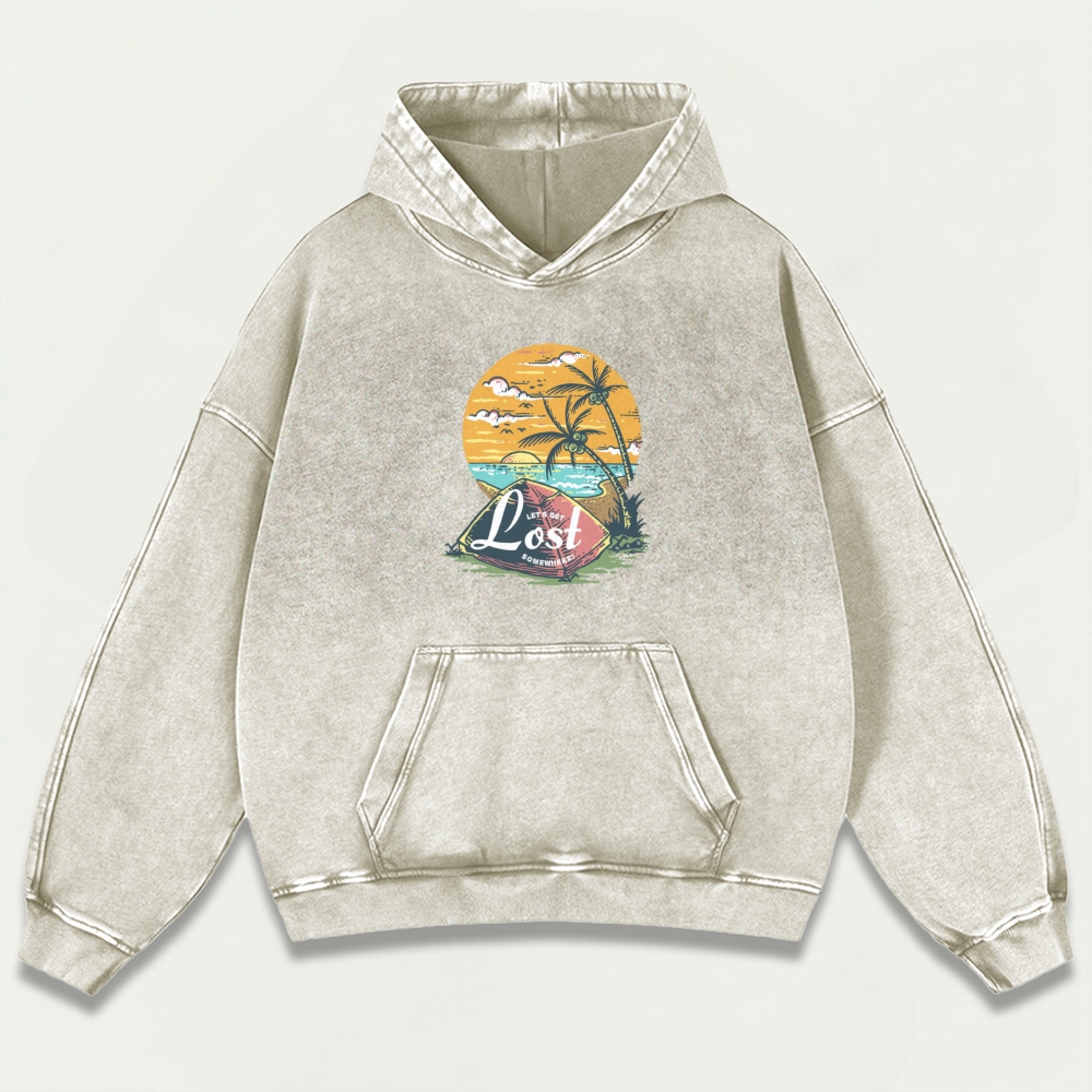 Sunset Beach Vintage Premium Heavyweight Trail Hoodie-HikeVista