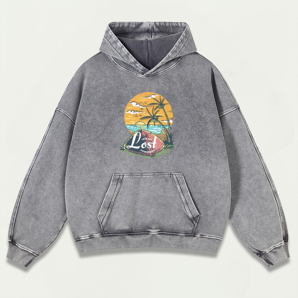 Sunset Beach Vintage Premium Heavyweight Trail Hoodie-HikeVista