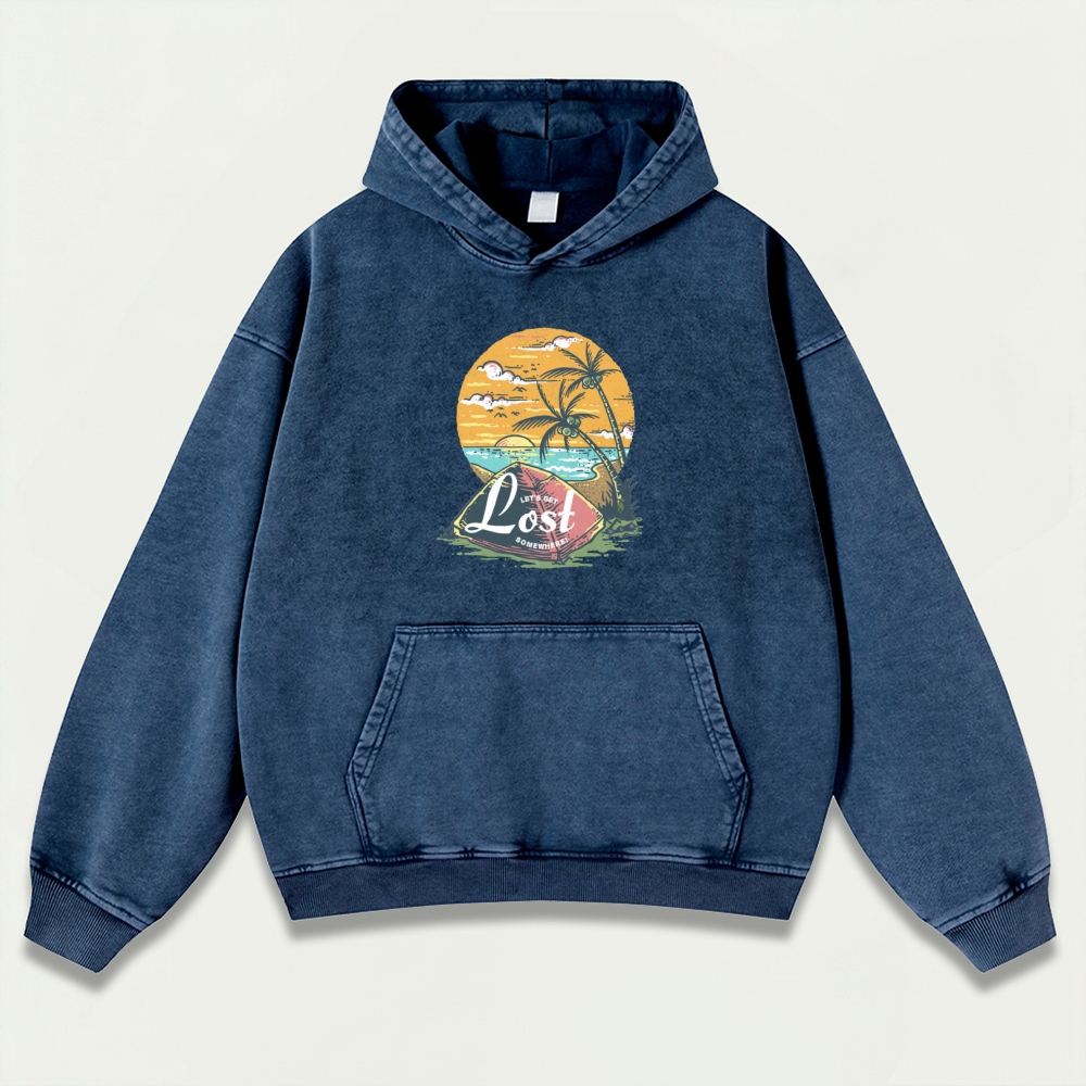 Sunset Beach Vintage Premium Heavyweight Trail Hoodie-HikeVista