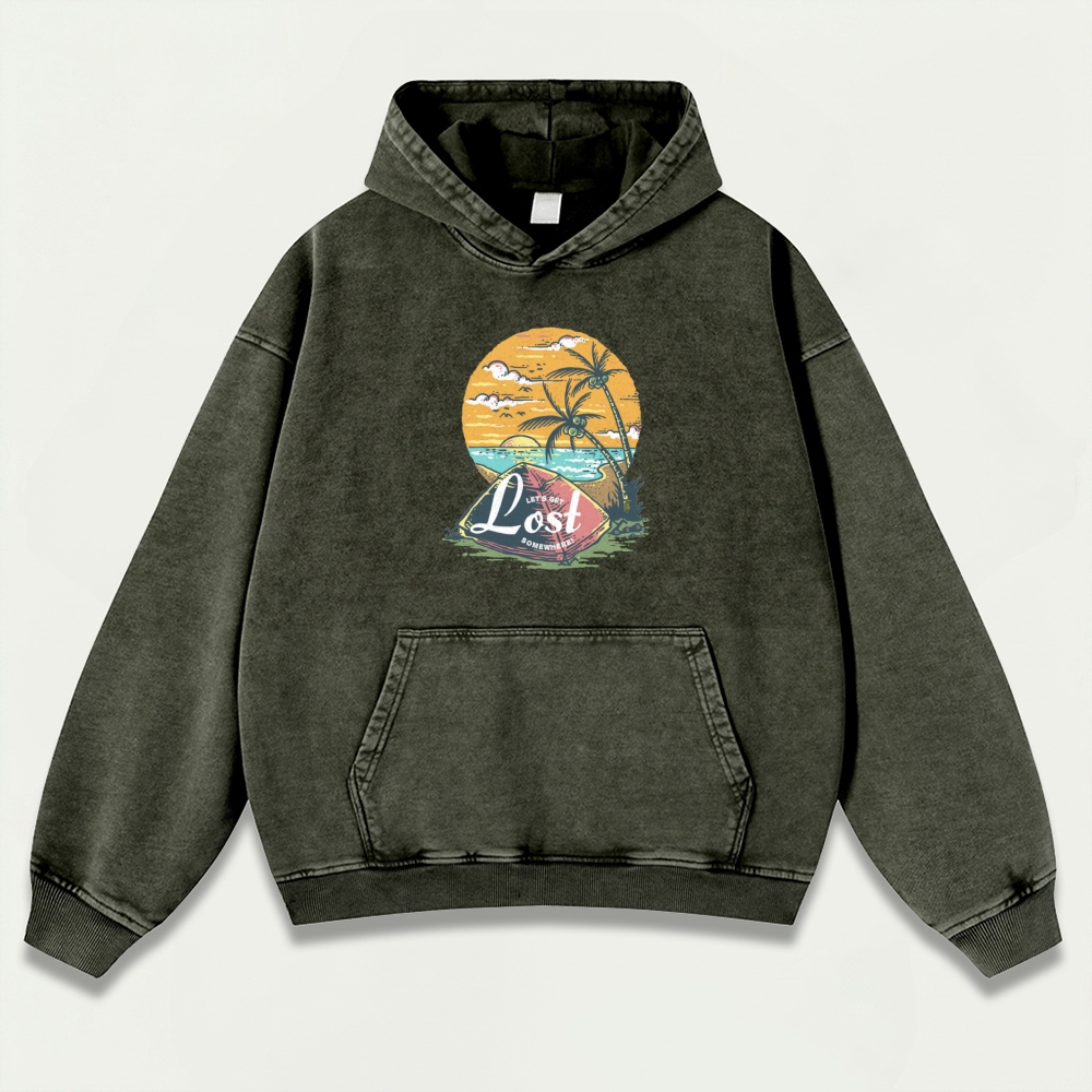 Sunset Beach Vintage Premium Heavyweight Trail Hoodie-HikeVista