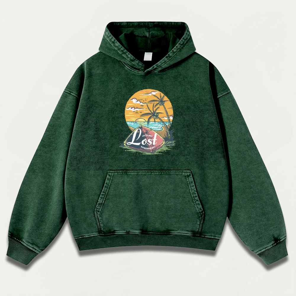 Sunset Beach Vintage Premium Heavyweight Trail Hoodie-HikeVista