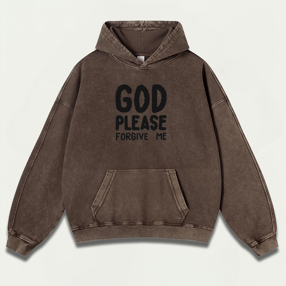 God Please Forgive Me Vintage Premium Heavyweight Faith Hoodie-HikeVista