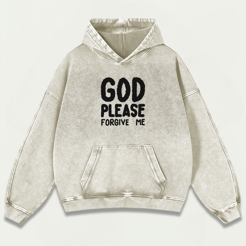 God Please Forgive Me Vintage Premium Heavyweight Faith Hoodie-HikeVista