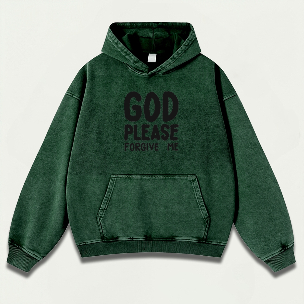 God Please Forgive Me Vintage Premium Heavyweight Faith Hoodie-HikeVista