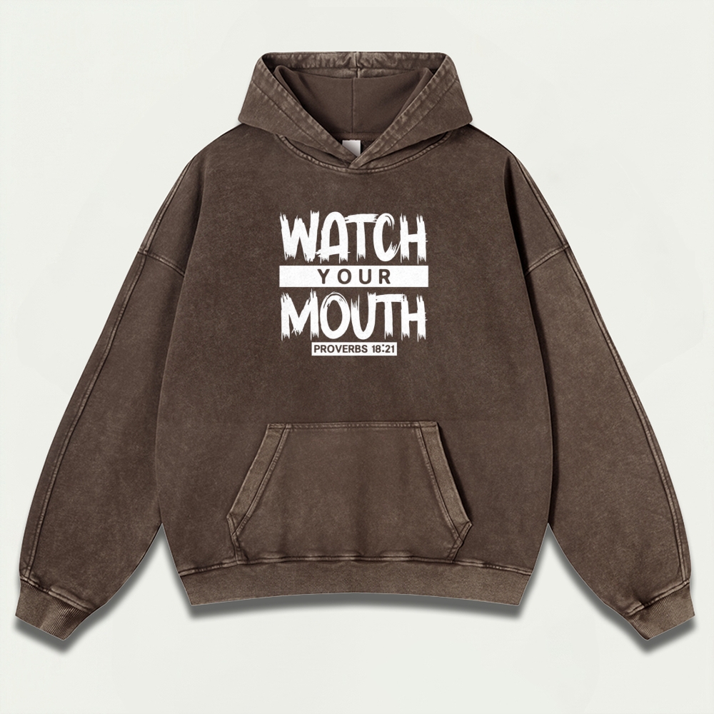 Watch Your Mouth Vintage Premium Heavyweight Wisdom Hoodie-HikeVista