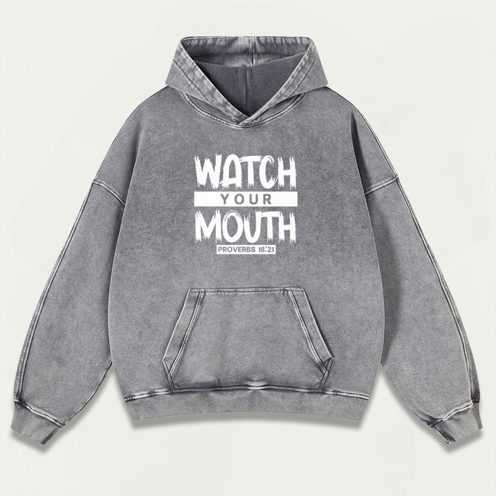 Watch Your Mouth Vintage Premium Heavyweight Wisdom Hoodie-HikeVista
