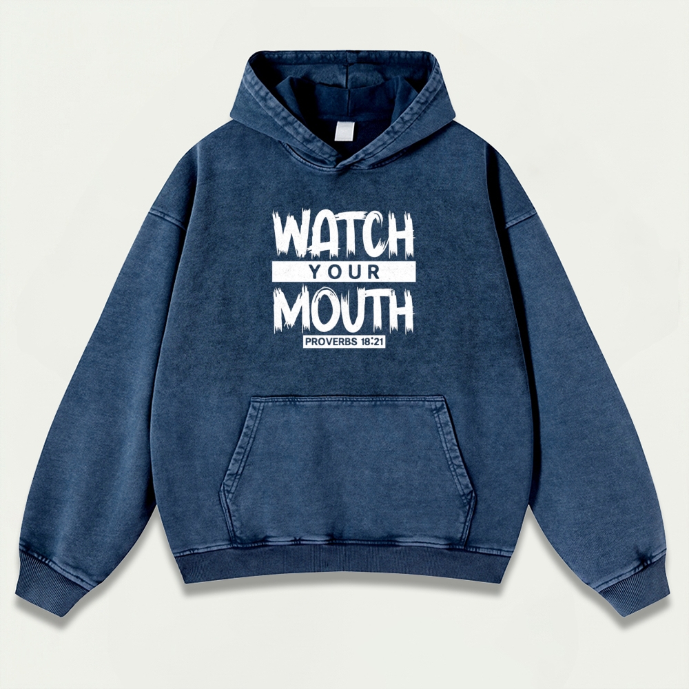Watch Your Mouth Vintage Premium Heavyweight Wisdom Hoodie-HikeVista