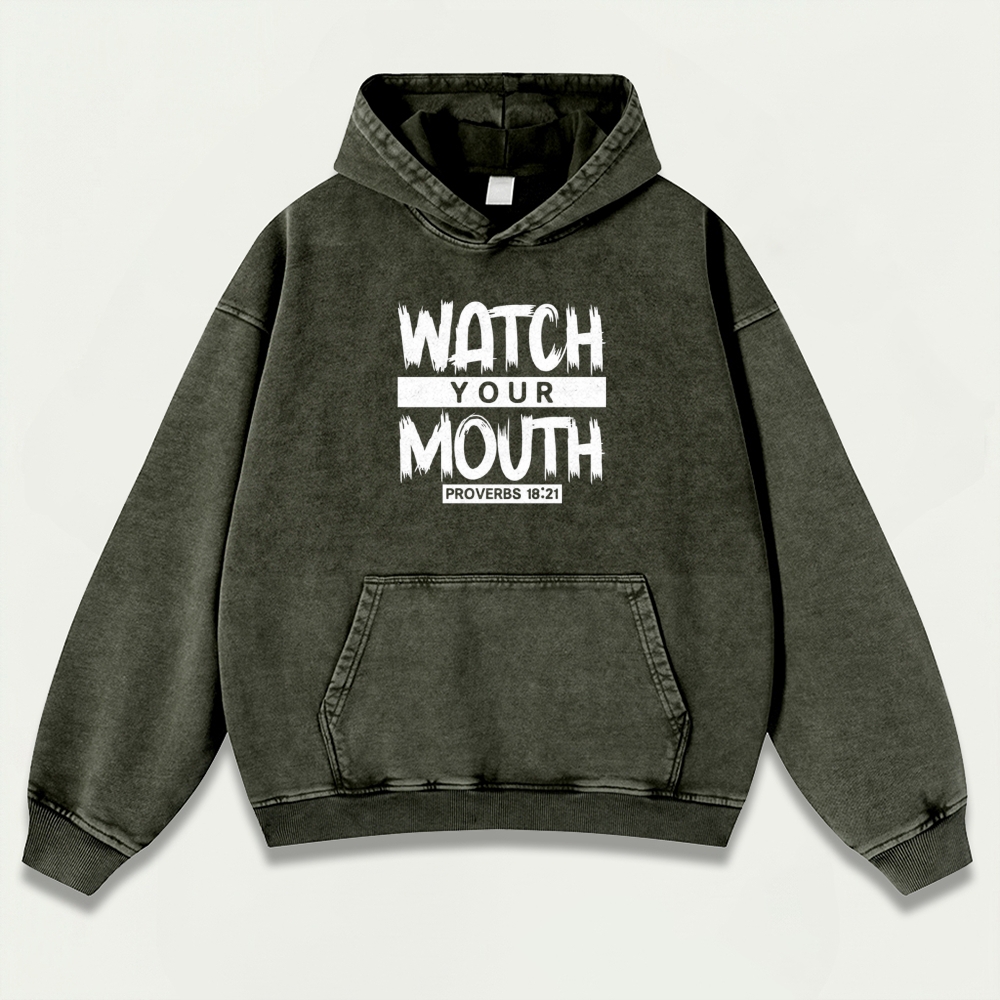 Watch Your Mouth Vintage Premium Heavyweight Wisdom Hoodie-HikeVista