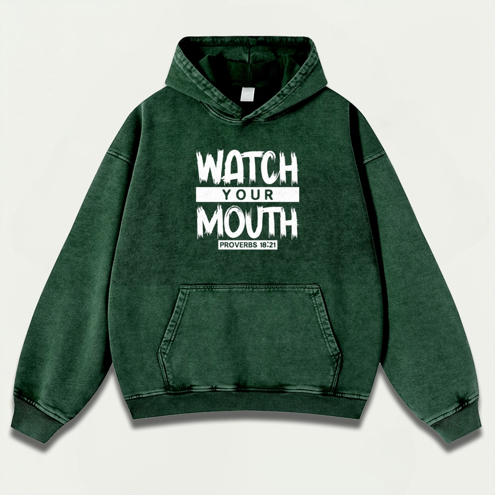 Watch Your Mouth Vintage Premium Heavyweight Wisdom Hoodie-HikeVista