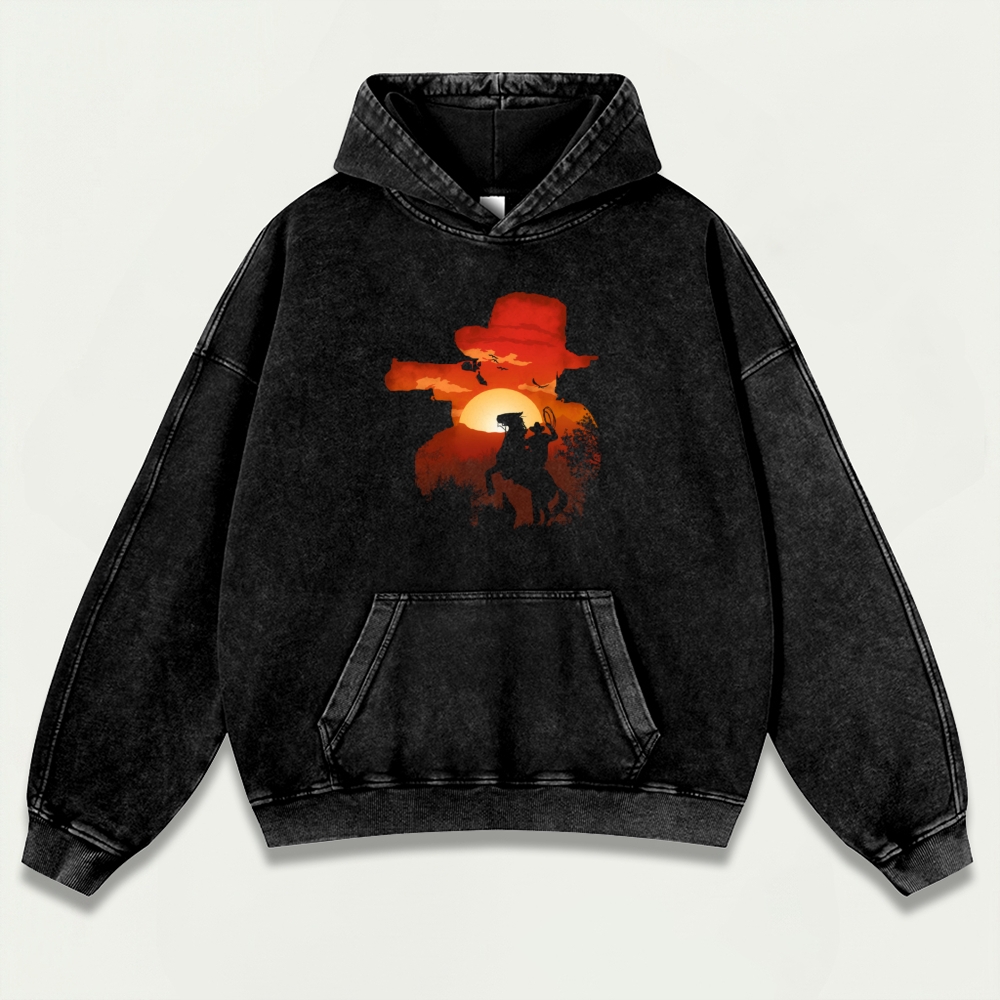 Western Horse Vintage Premium Heavyweight Trail Hoodie-HikeVista