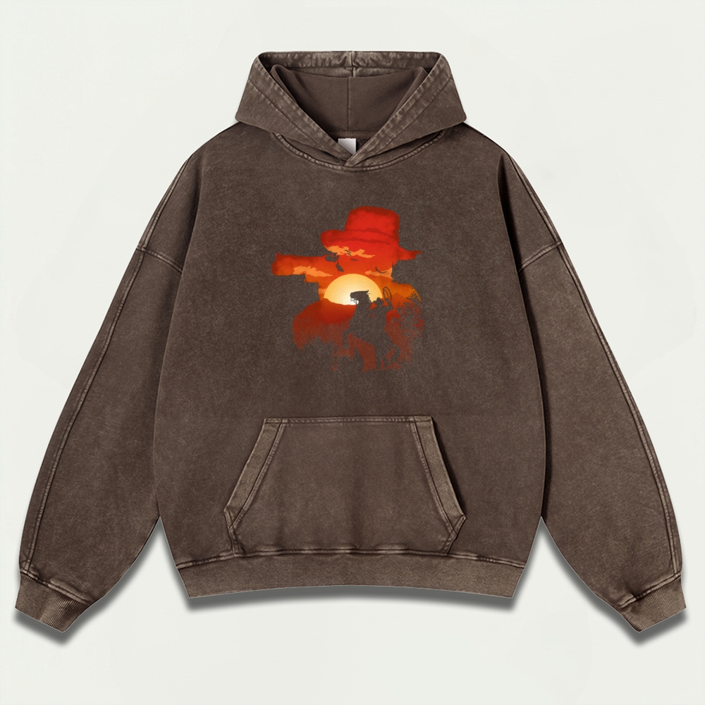 Western Horse Vintage Premium Heavyweight Trail Hoodie-HikeVista