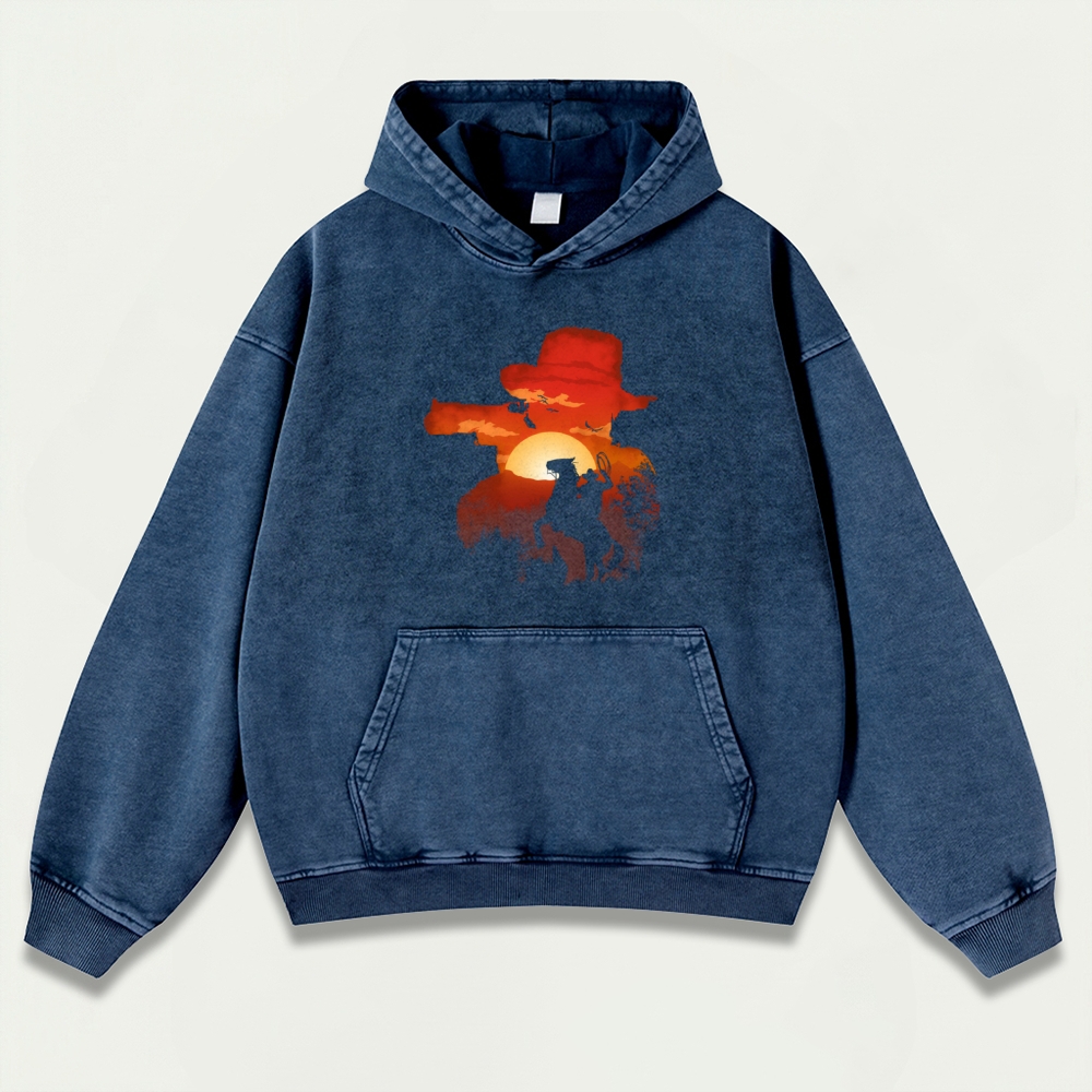 Western Horse Vintage Premium Heavyweight Trail Hoodie-HikeVista