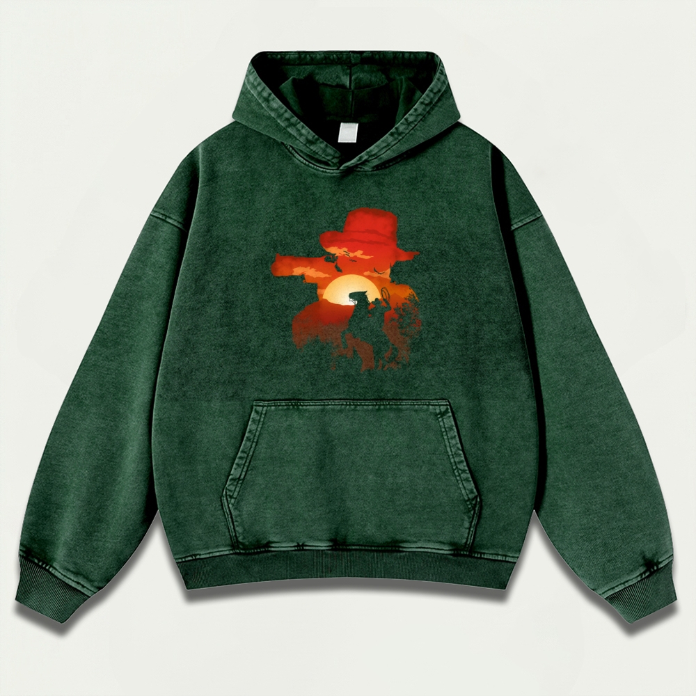 Western Horse Vintage Premium Heavyweight Trail Hoodie-HikeVista