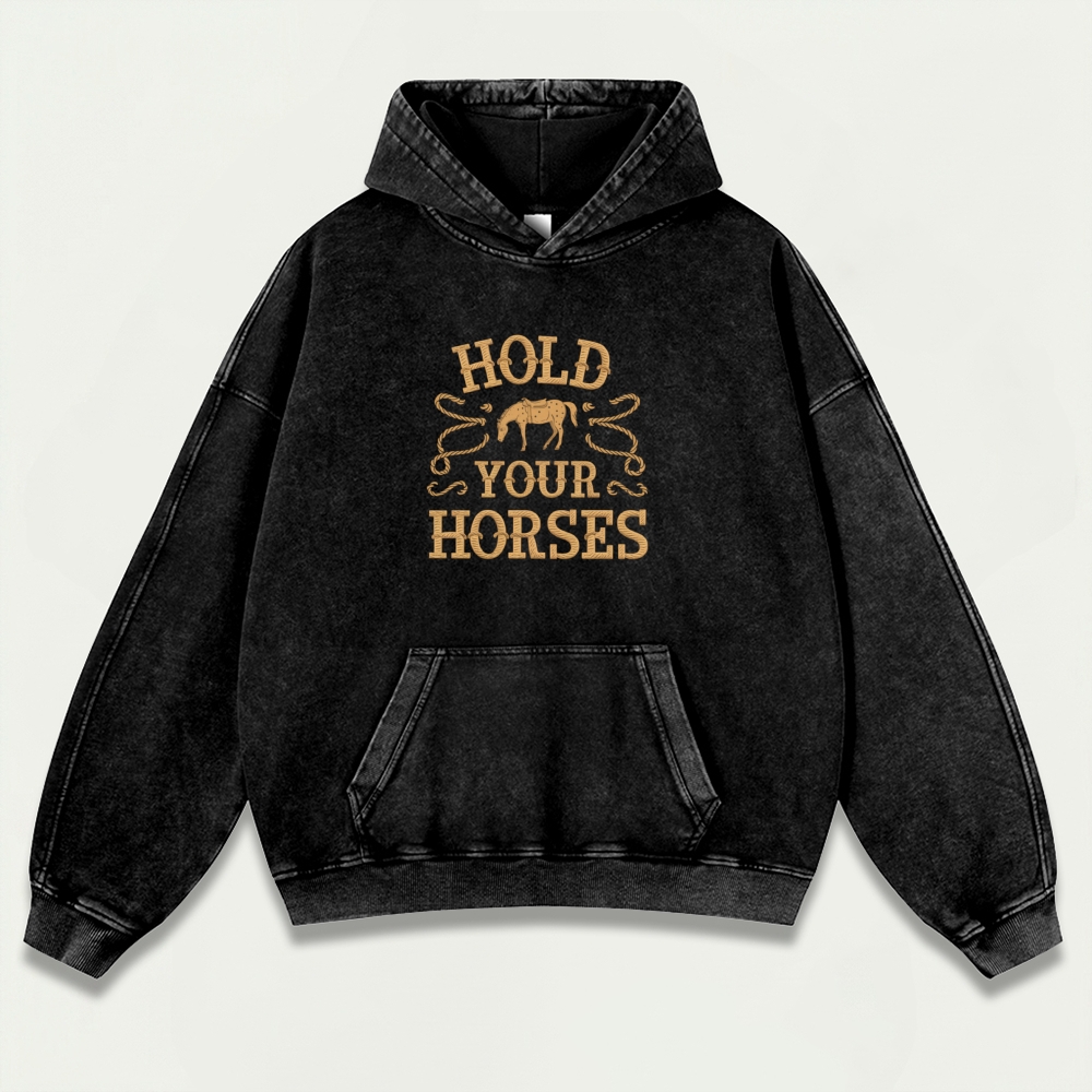 Hold Your Horses Vintage Premium Heavyweight Hiking Hoodie-HikeVista