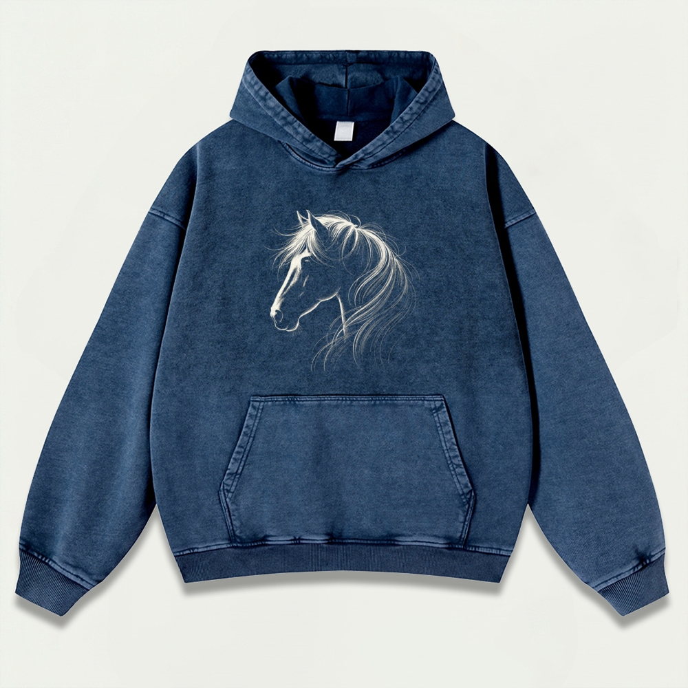 Western Horse Vintage Premium Heavyweight Hiking Hoodie-HikeVista