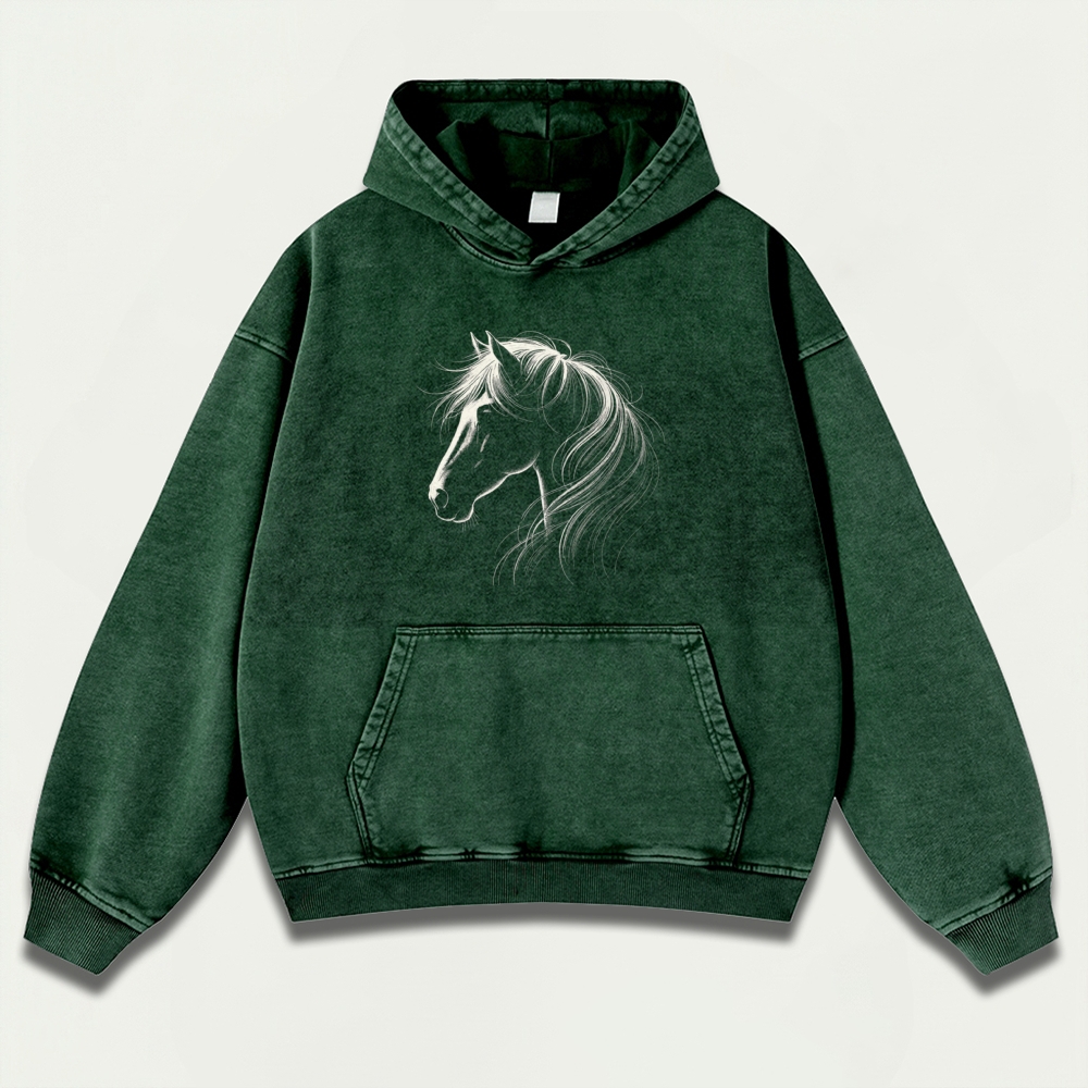 Western Horse Vintage Premium Heavyweight Hiking Hoodie-HikeVista