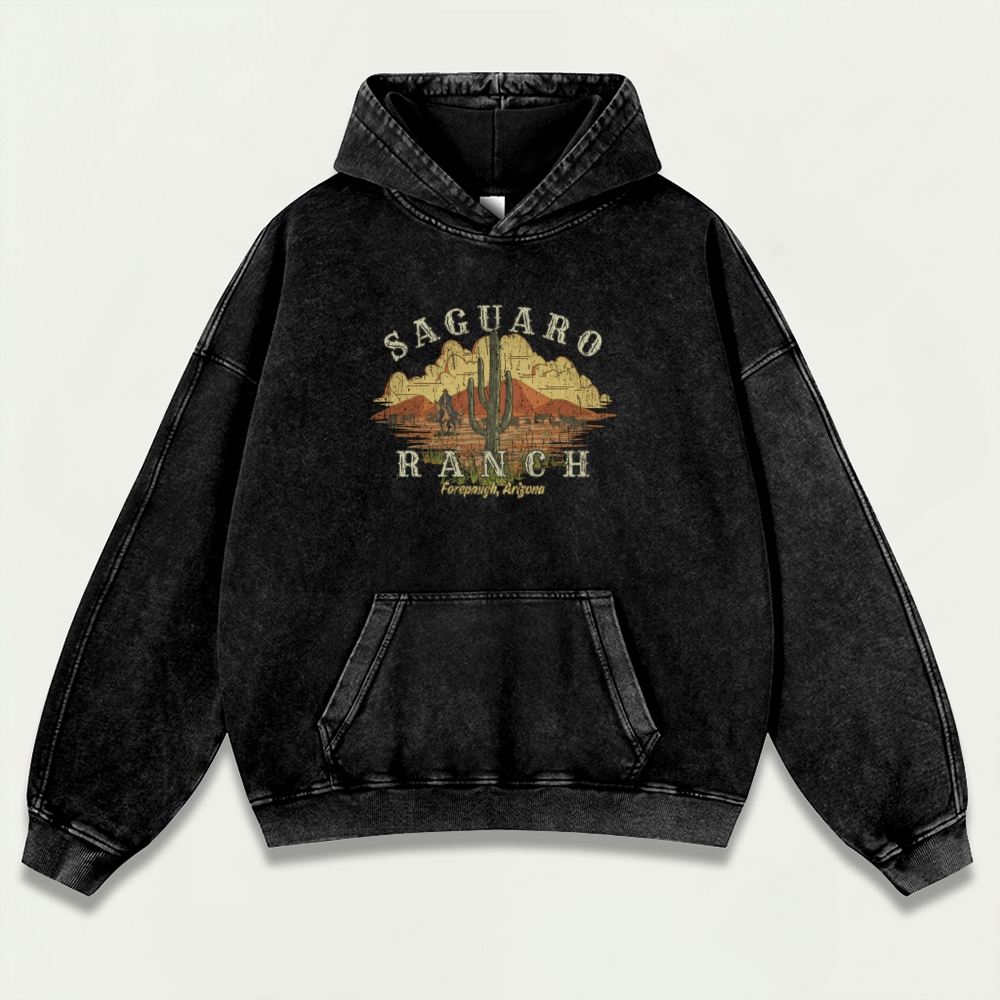 Saguaro Ranch Vintage Premium Heavyweight Hiking Hoodie-HikeVista