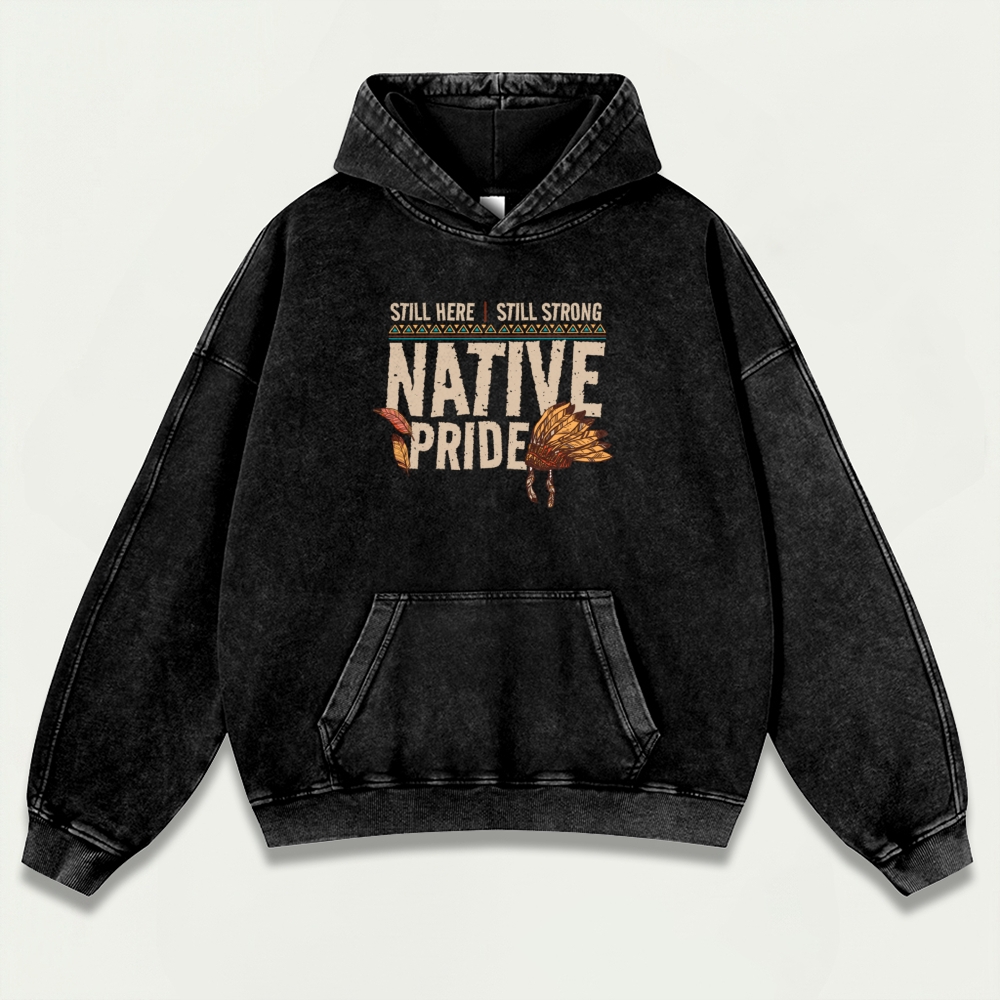 Native Pride Vintage Premium Heavyweight Hiking Hoodie-HikeVista