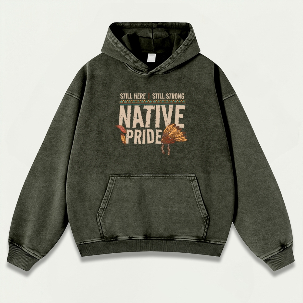 Native Pride Vintage Premium Heavyweight Hiking Hoodie-HikeVista