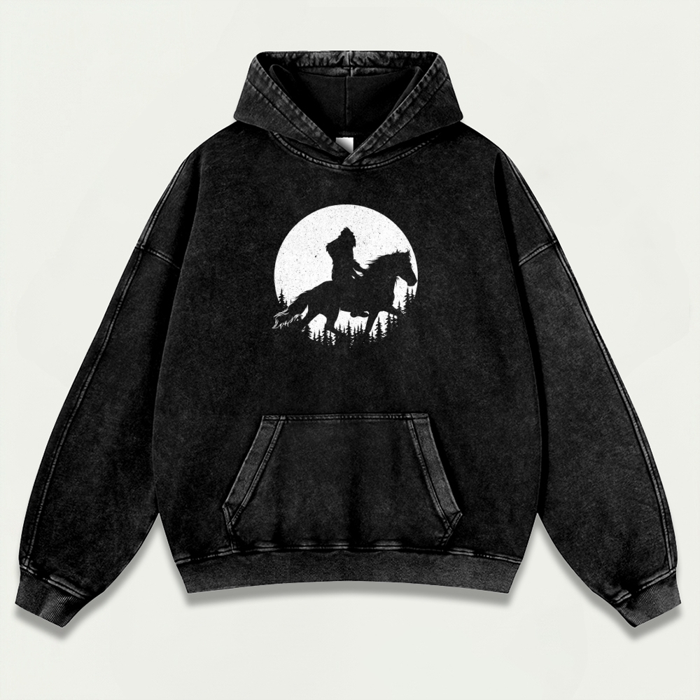 Western Ride Moon Vintage Premium Heavyweight Trail Hoodie-HikeVista