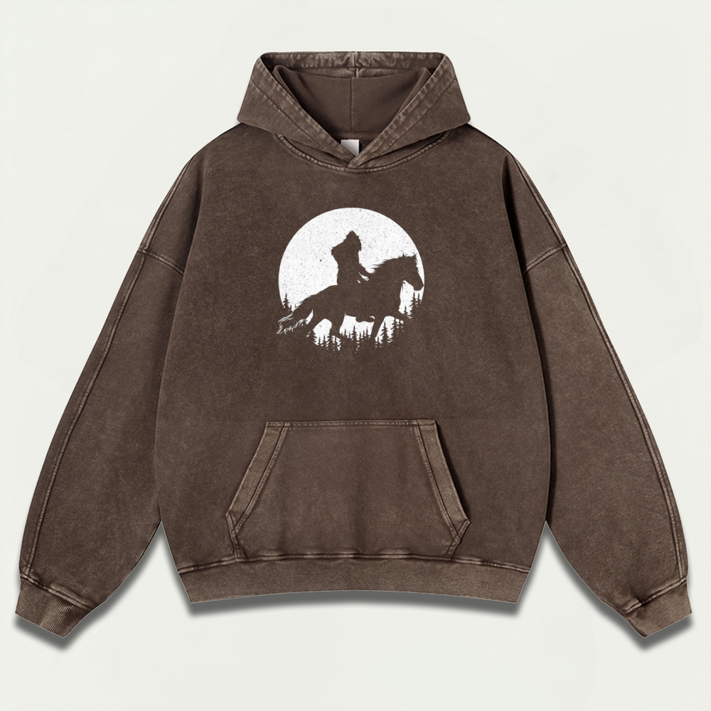Western Ride Moon Vintage Premium Heavyweight Trail Hoodie-HikeVista