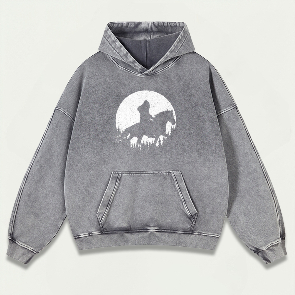 Western Ride Moon Vintage Premium Heavyweight Trail Hoodie-HikeVista