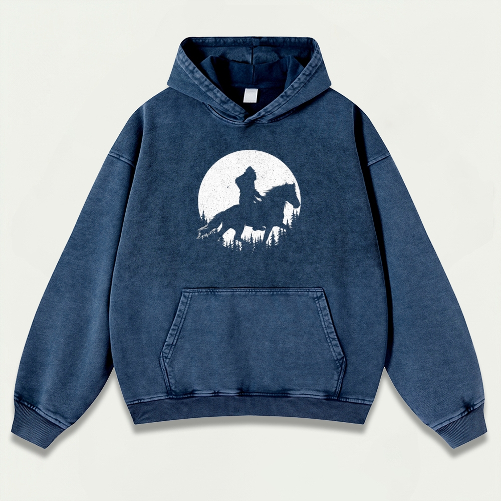 Western Ride Moon Vintage Premium Heavyweight Trail Hoodie-HikeVista