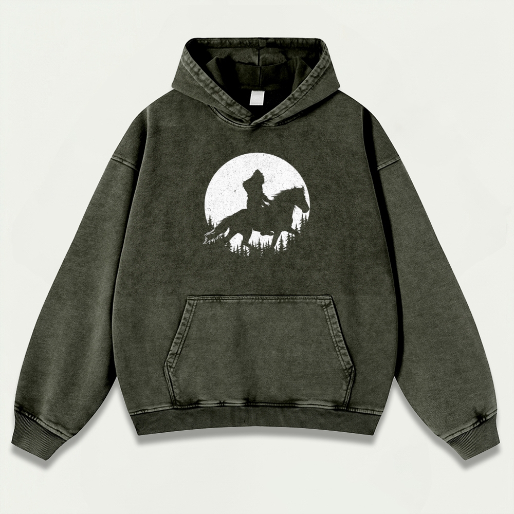 Western Ride Moon Vintage Premium Heavyweight Trail Hoodie-HikeVista