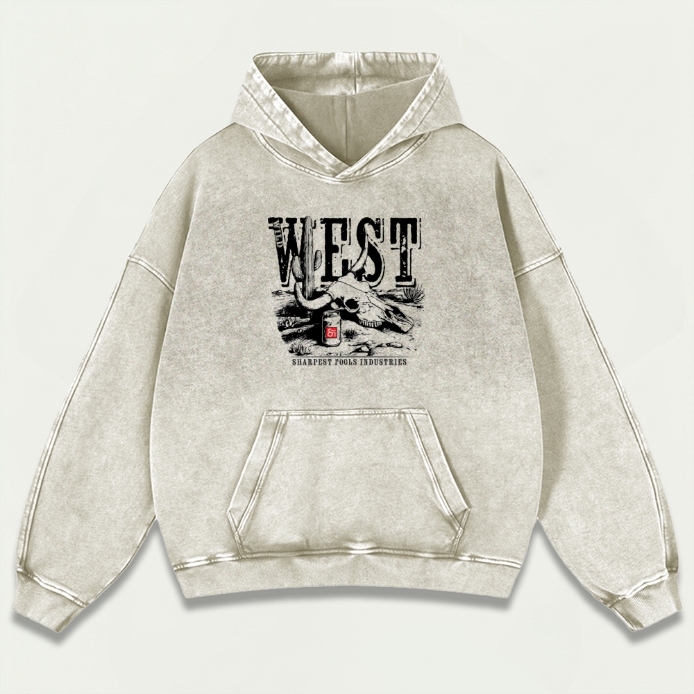 Western Bull Skull Vintage Premium Heavyweight Trail Hoodie-HikeVista