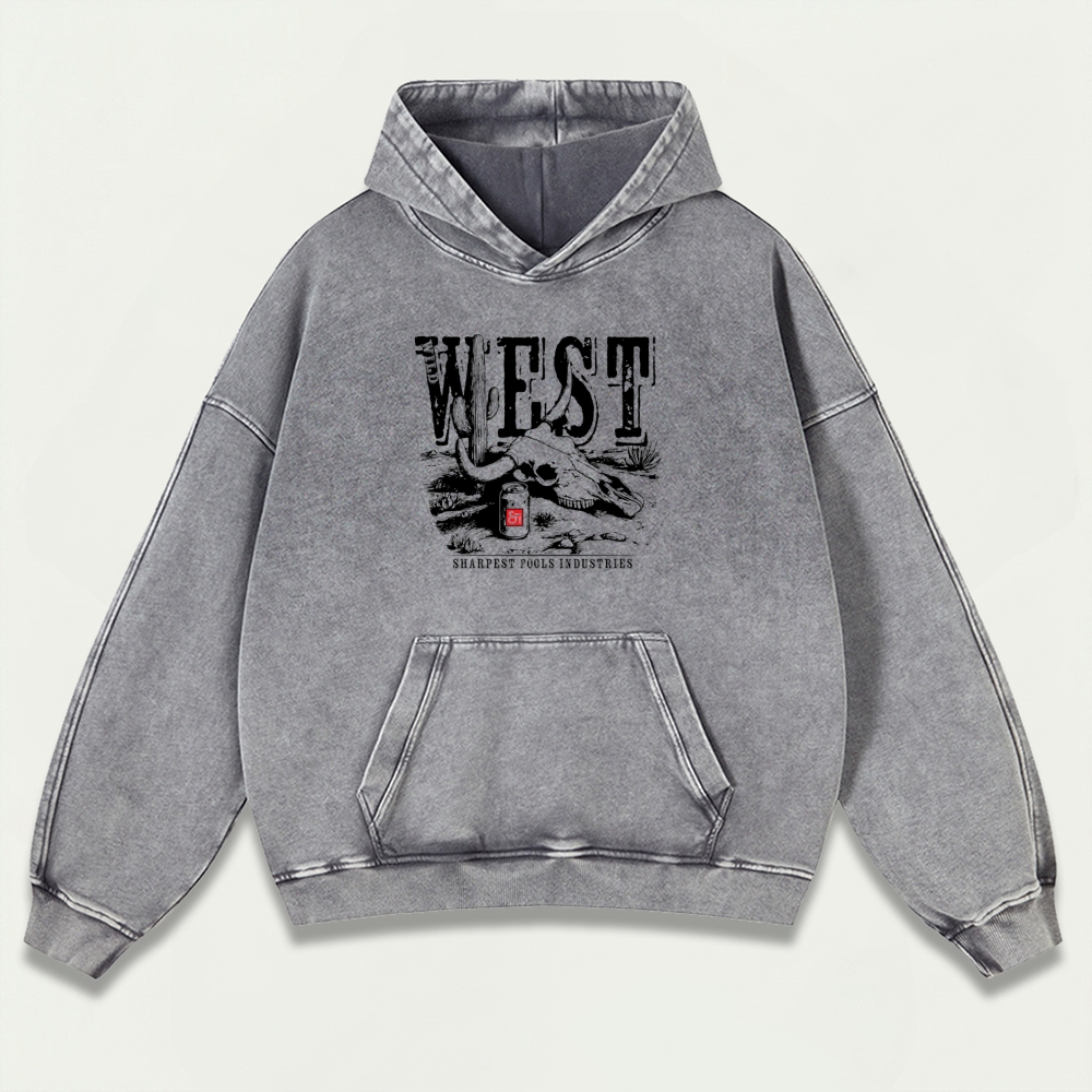 Western Bull Skull Vintage Premium Heavyweight Trail Hoodie-HikeVista