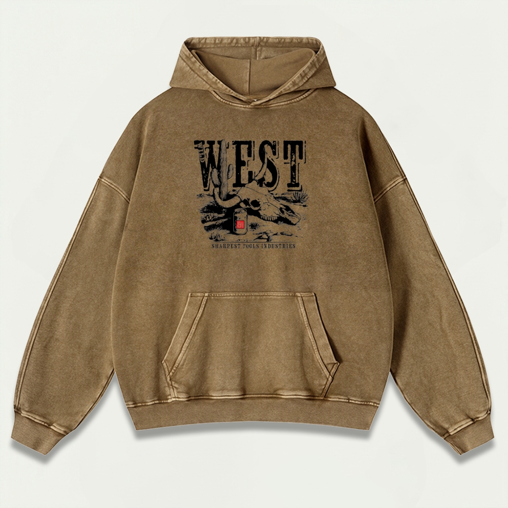 Western Bull Skull Vintage Premium Heavyweight Trail Hoodie-HikeVista
