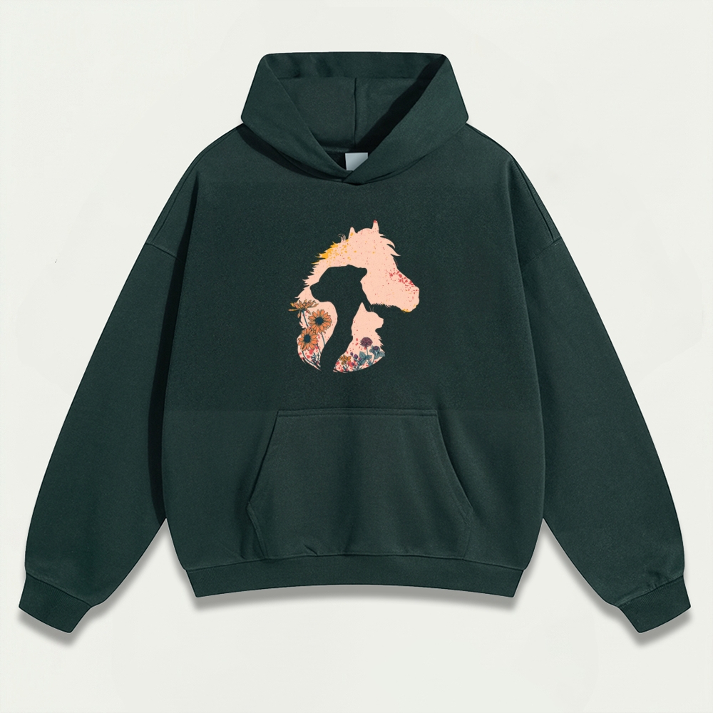 Horse Wildflowers Heavyweight Trail Hoodie-HikeVista