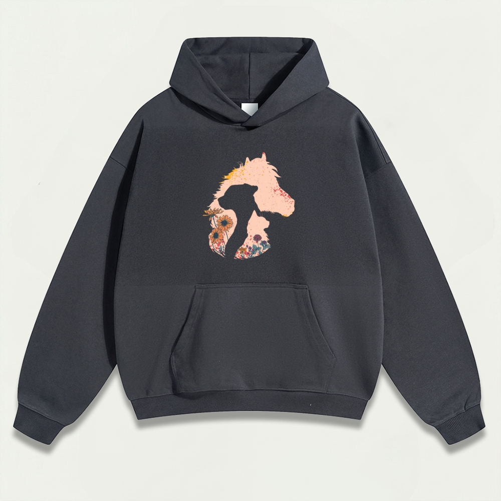 Horse Wildflowers Heavyweight Trail Hoodie-HikeVista