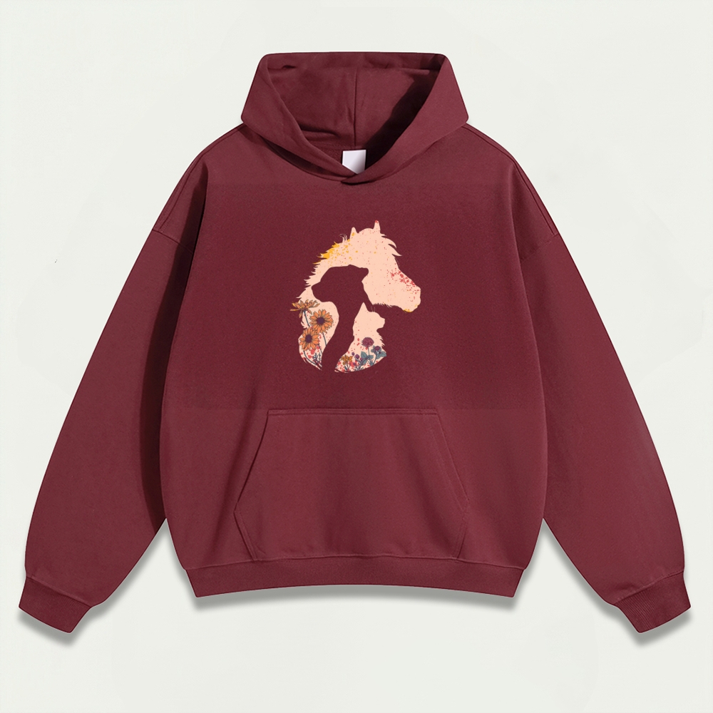Horse Wildflowers Heavyweight Trail Hoodie-HikeVista