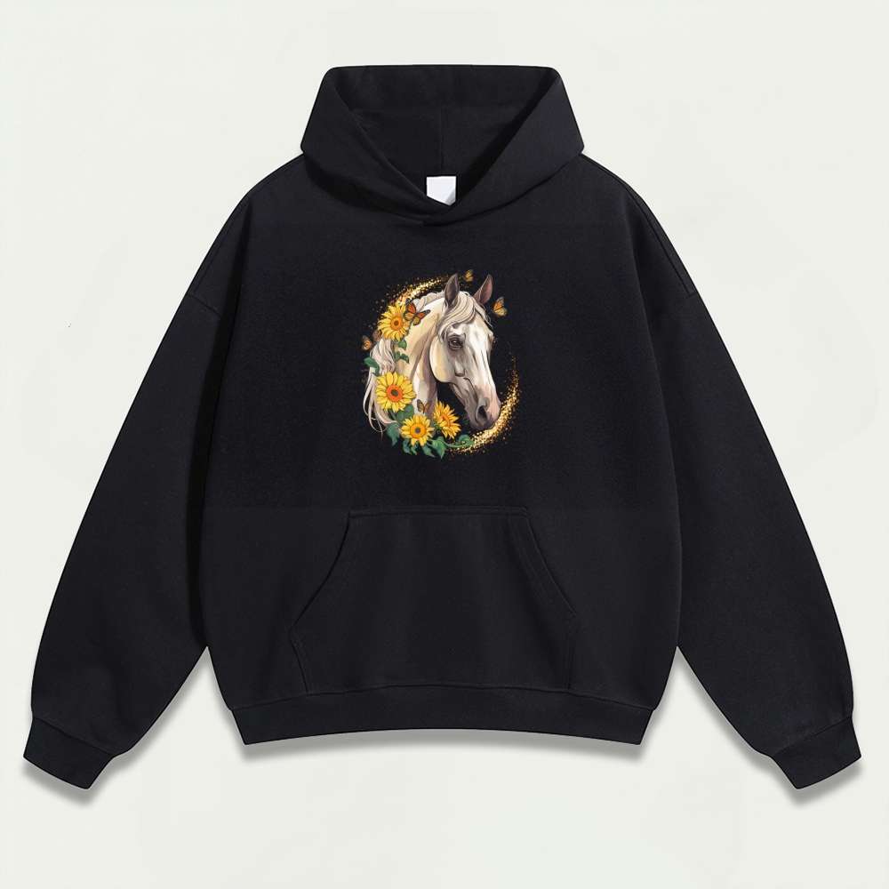 Horse Wildflowers Heavyweight Trail Hoodie-HikeVista