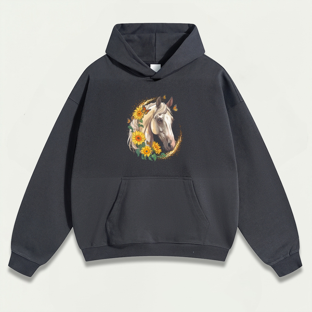 Horse Wildflowers Heavyweight Trail Hoodie-HikeVista