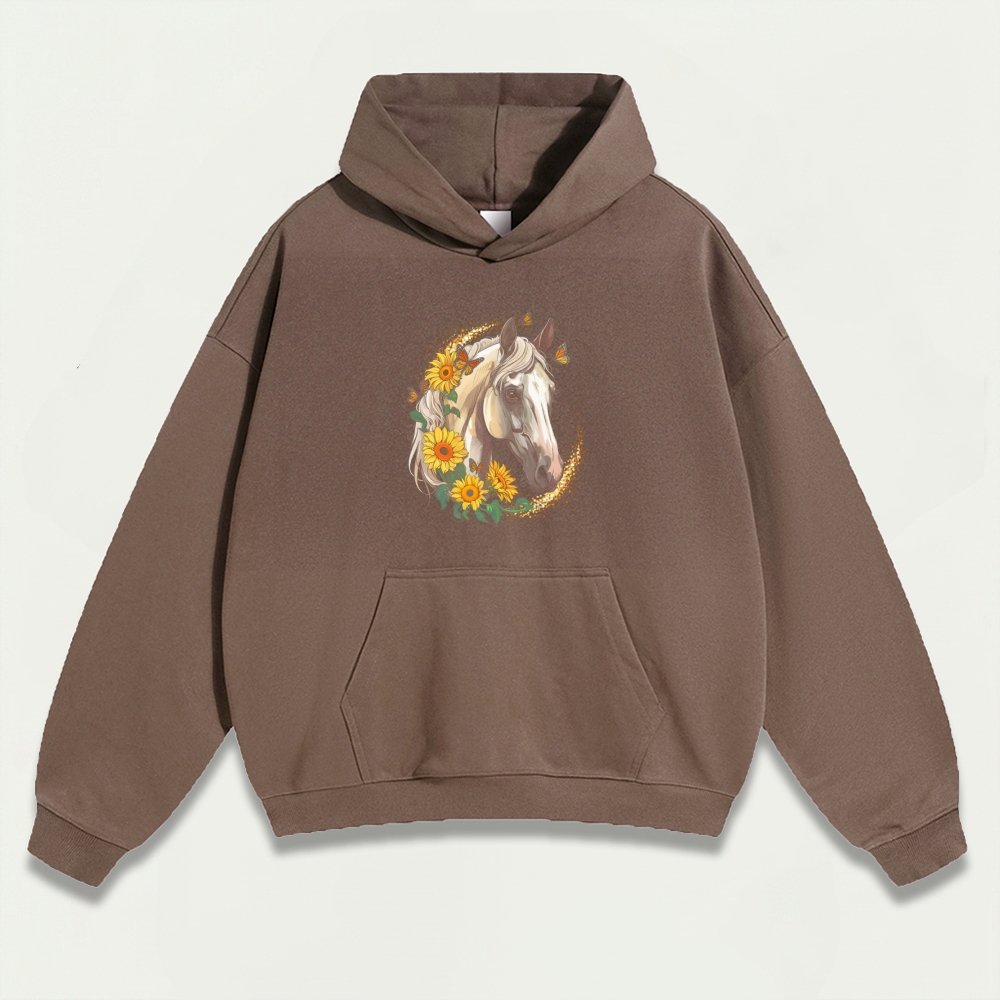 Horse Wildflowers Heavyweight Trail Hoodie-HikeVista