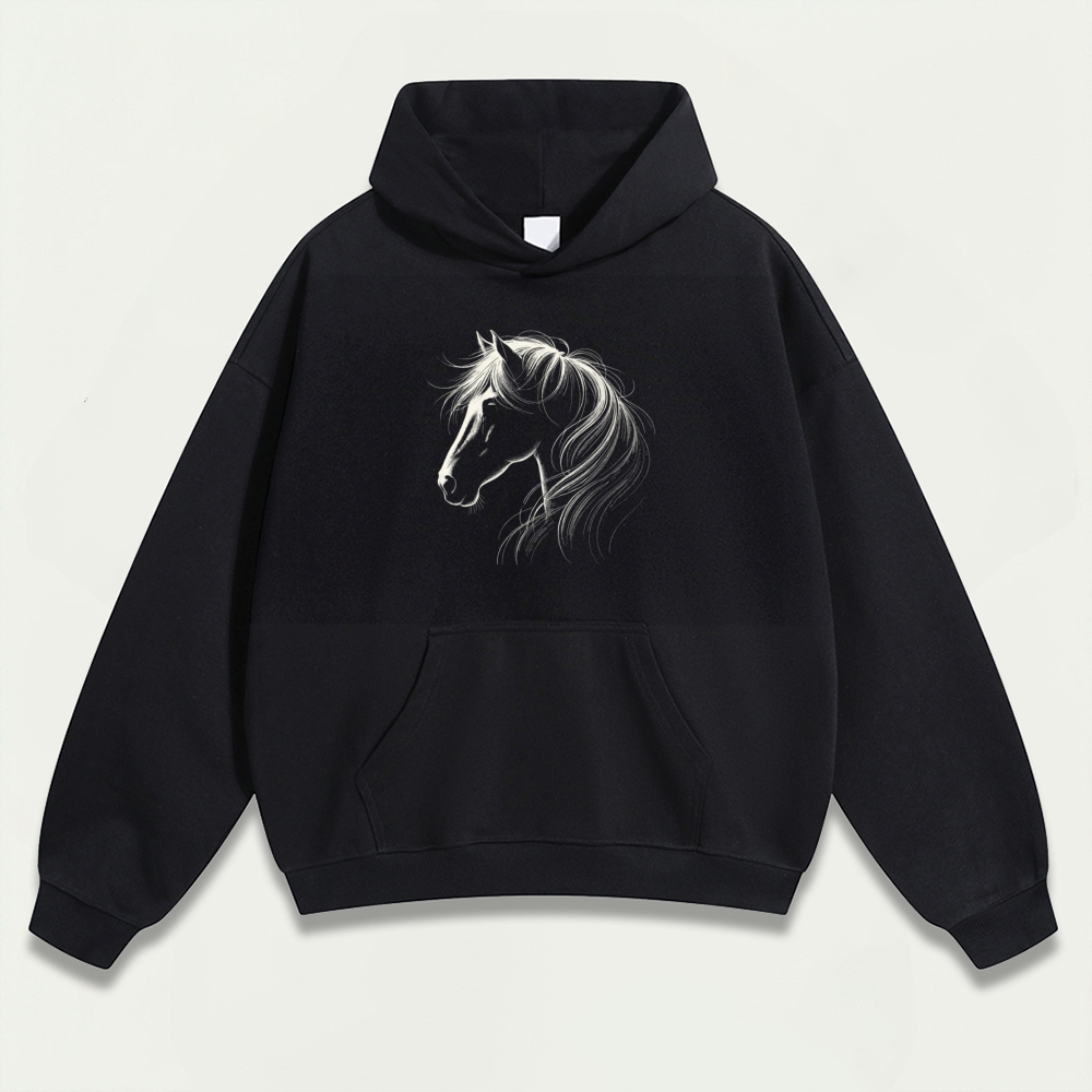 Western Horse Heavyweight Hiking Hoodie-HikeVista