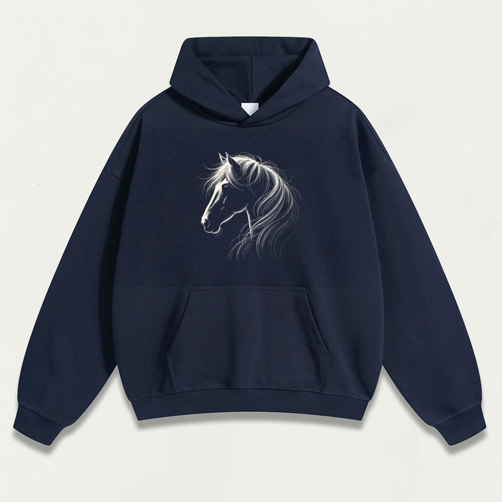 Western Horse Heavyweight Hiking Hoodie-HikeVista