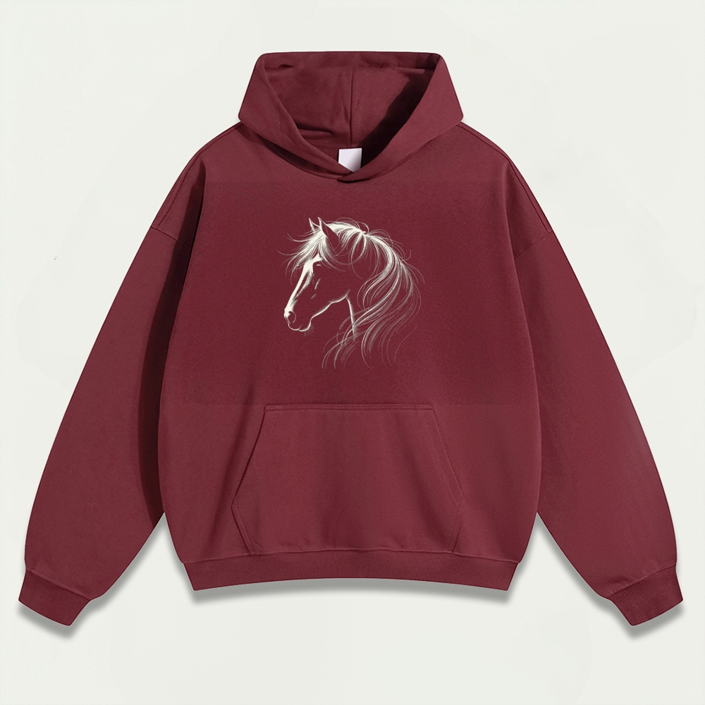 Western Horse Heavyweight Hiking Hoodie-HikeVista