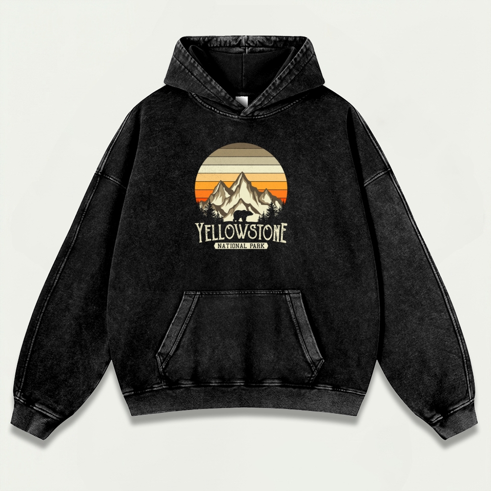 Yellowstone National Park Vintage Premium Heavyweight Trail Hoodie-HikeVista