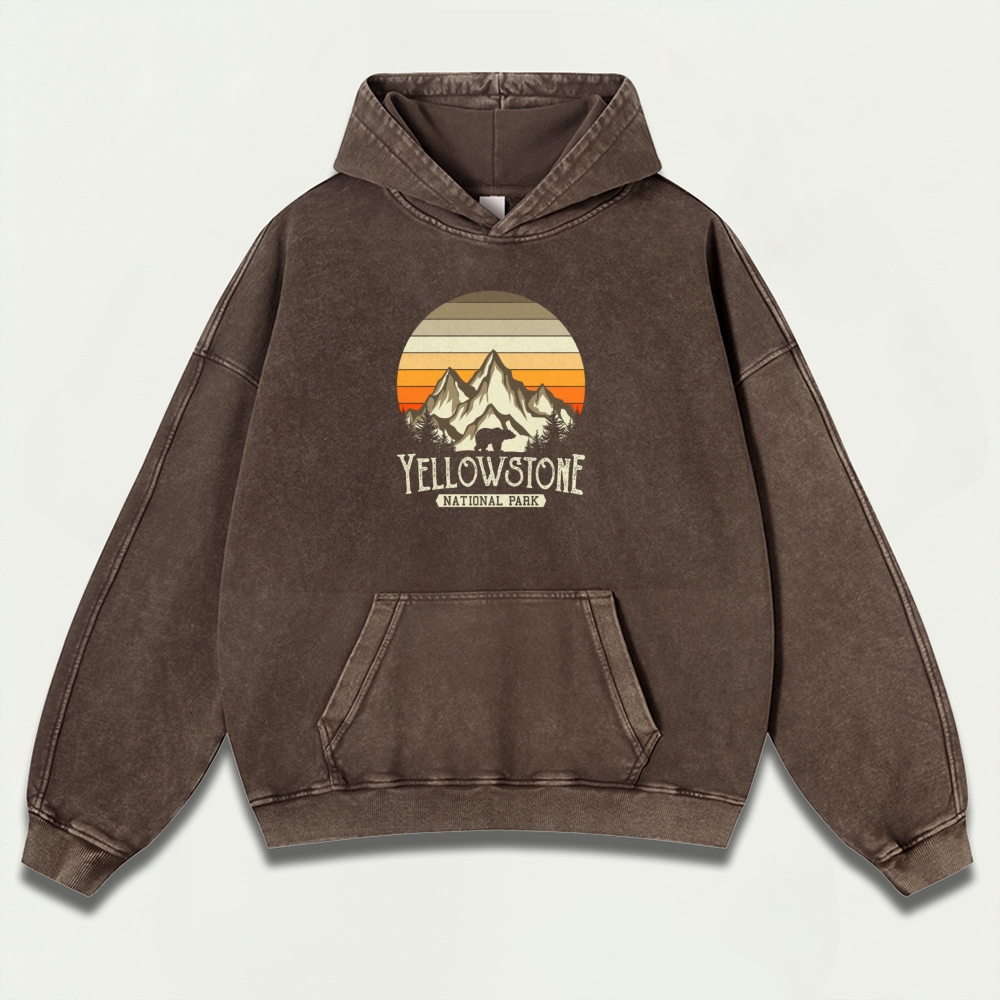 Yellowstone National Park Vintage Premium Heavyweight Trail Hoodie-HikeVista