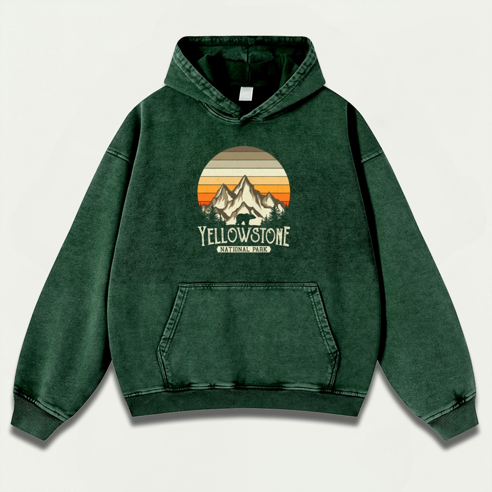Yellowstone National Park Vintage Premium Heavyweight Trail Hoodie-HikeVista