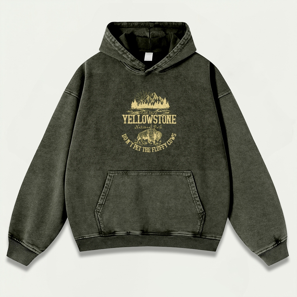 Yellowstone National Park Vintage Premium Heavyweight Trail Hoodie-HikeVista