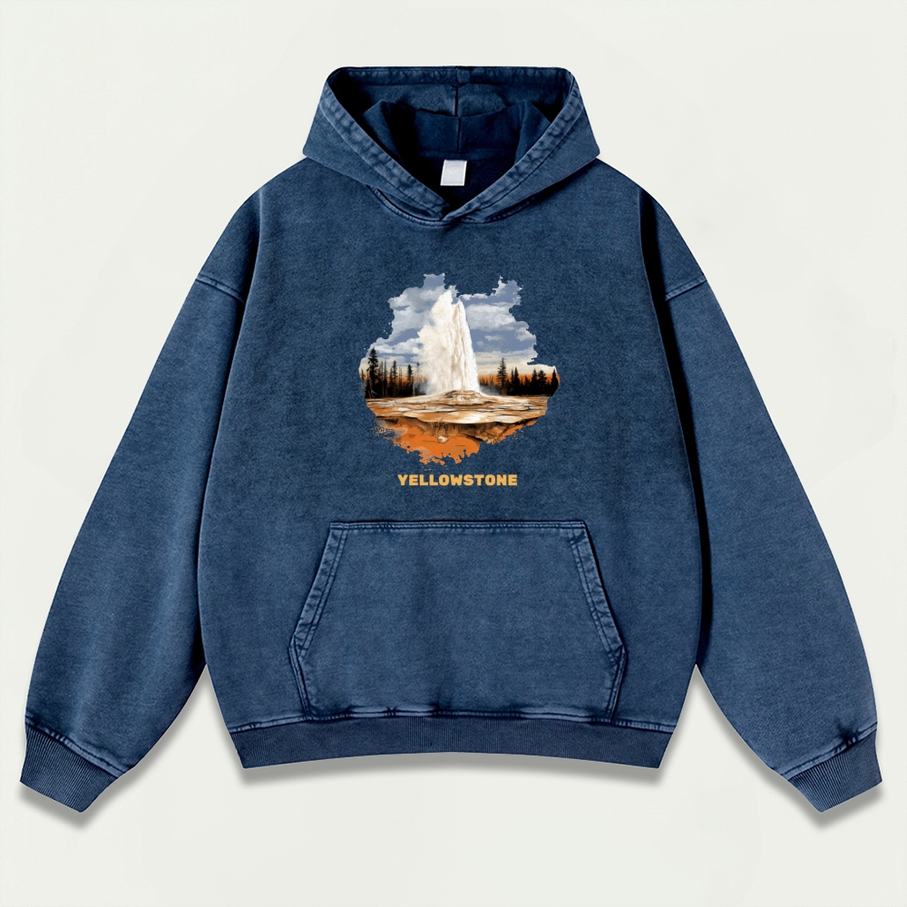 Yellowstone National Park Vintage Premium Heavyweight Trail Hoodie-HikeVista
