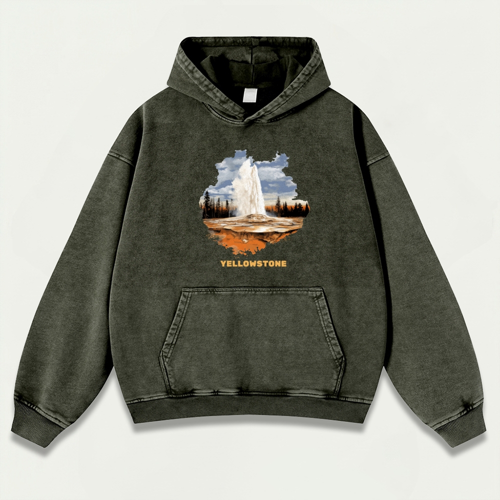 Yellowstone National Park Vintage Premium Heavyweight Trail Hoodie-HikeVista