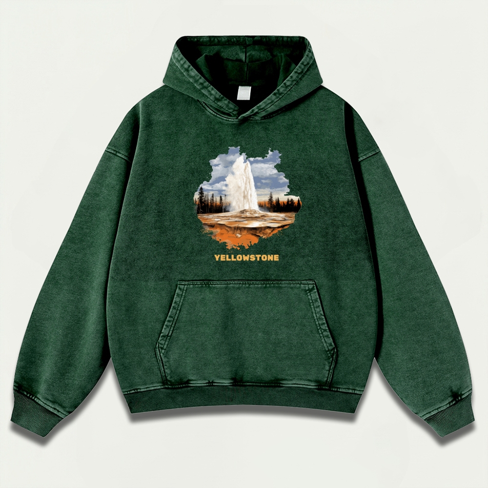 Yellowstone National Park Vintage Premium Heavyweight Trail Hoodie-HikeVista