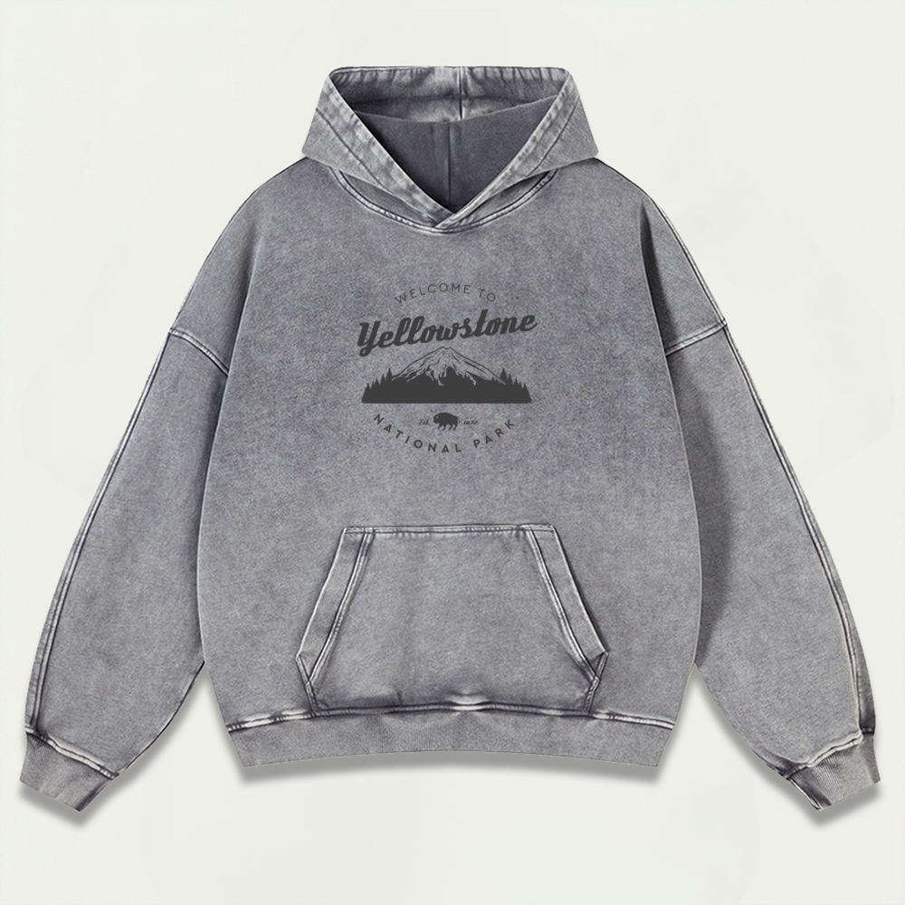 Yellowstone National Park Vintage Premium Heavyweight Trail Hoodie-HikeVista