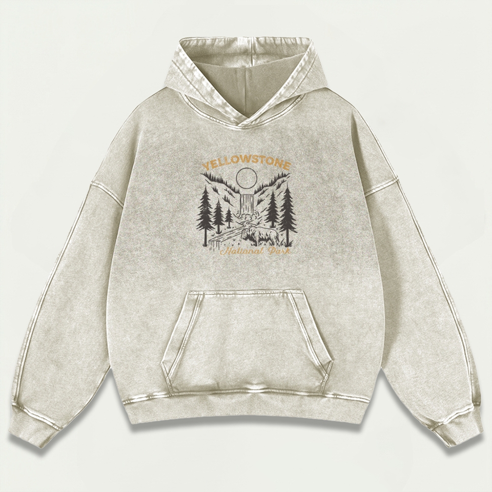 Yellowstone National Park Vintage Premium Heavyweight Trail Hoodie-HikeVista