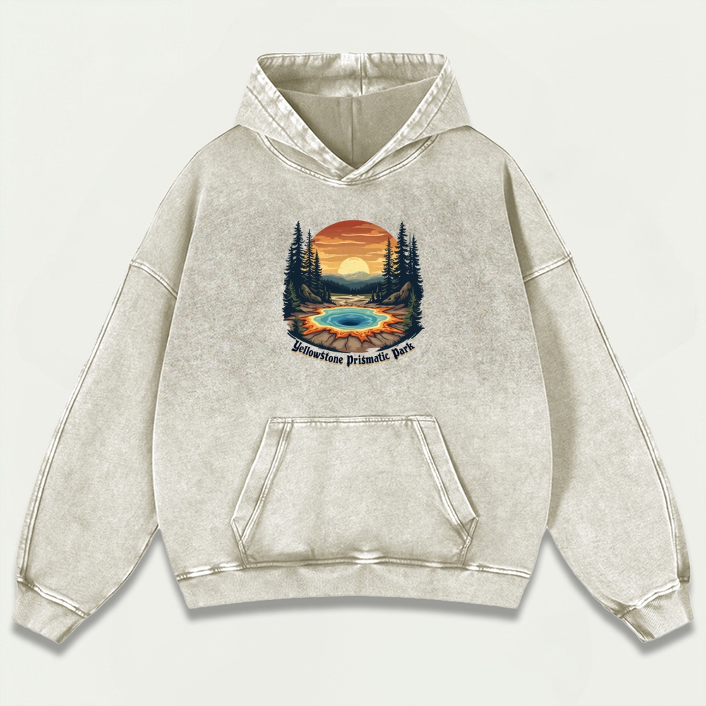 Yellowstone National Park Vintage Premium Heavyweight Trail Hoodie-HikeVista